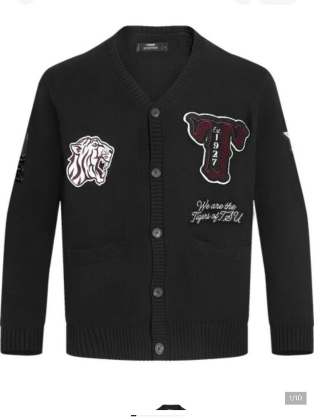 NWT Men's Texas Southern University Pro Standard Embrodered Patch Cardigan